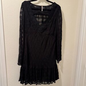 Free People black lace long sleeve dress